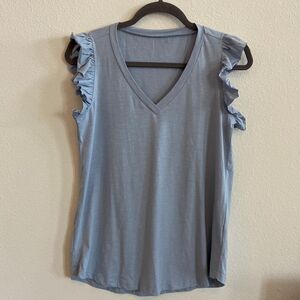 Tank top NWOT light blue with ruffles sleeves size small